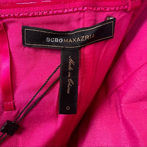 NWT BCBGMaxAzria Pink Floral Begonia Bubble Hem Cocktail Dress Strapless Size 0 - Picture 11 of 16